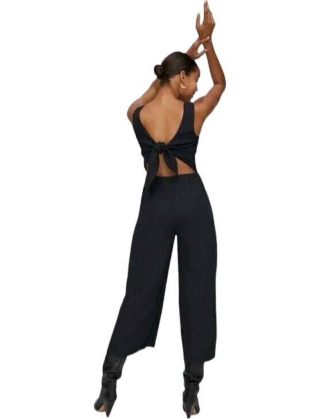 Wilfred Aritzia Black Ecoulement Square-Neck Wide-Leg Jumpsuit